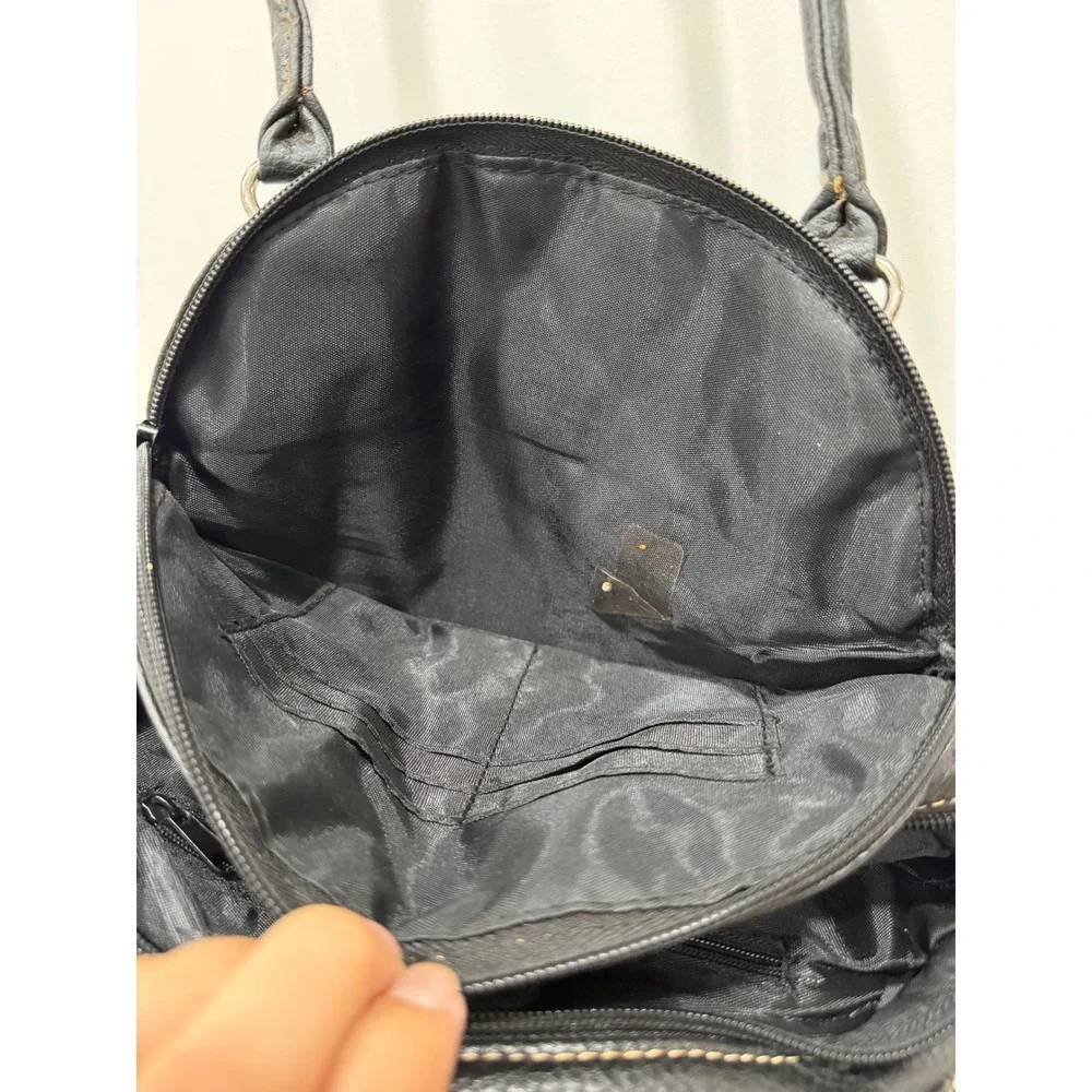 KOLTOV Black Faux Leather Satchel Handbag Shoulder‎ Bag Purse